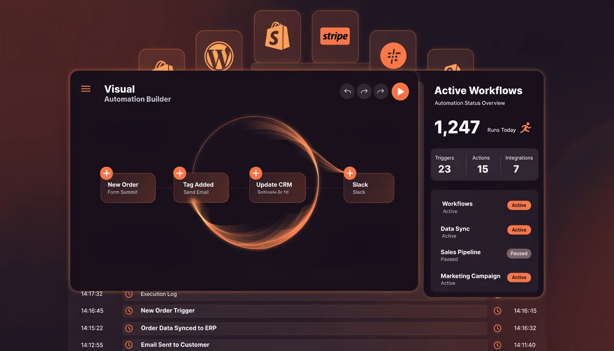 WordPress dashboard showing email automation workflow inside a self-hosted CRM plugin